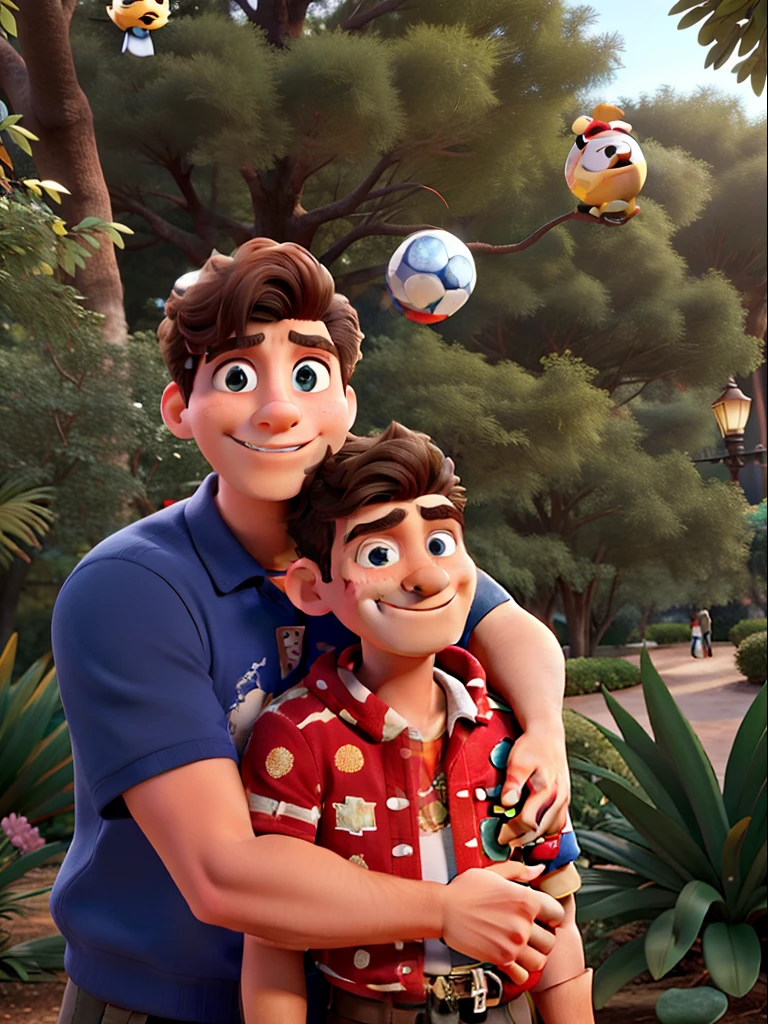 tmasterpiece,a melhor qualidade,Um homem com olhos,head shoot,estilo disney,Standing in the park,Muitos detalhes no rosto