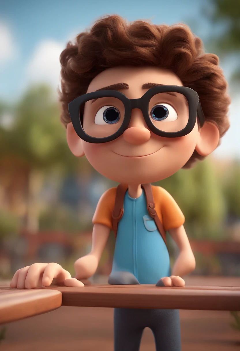 Cartoon character of a man with black glasses and a blue shirt, animation character, Caractere estilizado, animation style rendering, 3D estilizado, Arnold Maya render, 3 d render stylized, toon render keyshot, Personagem 3D, Personagem 3D, 3d rendering stylized, 3 d character render, personagem de desenho animado, Personagem de close up, Pose de personagem,  (Estilo Pixar) (master part:1.2) (Bokeh) (best quality) (pele detalhada) (textura detalhada) (8k) (argila) (Cinematic lighting) (foco nítido