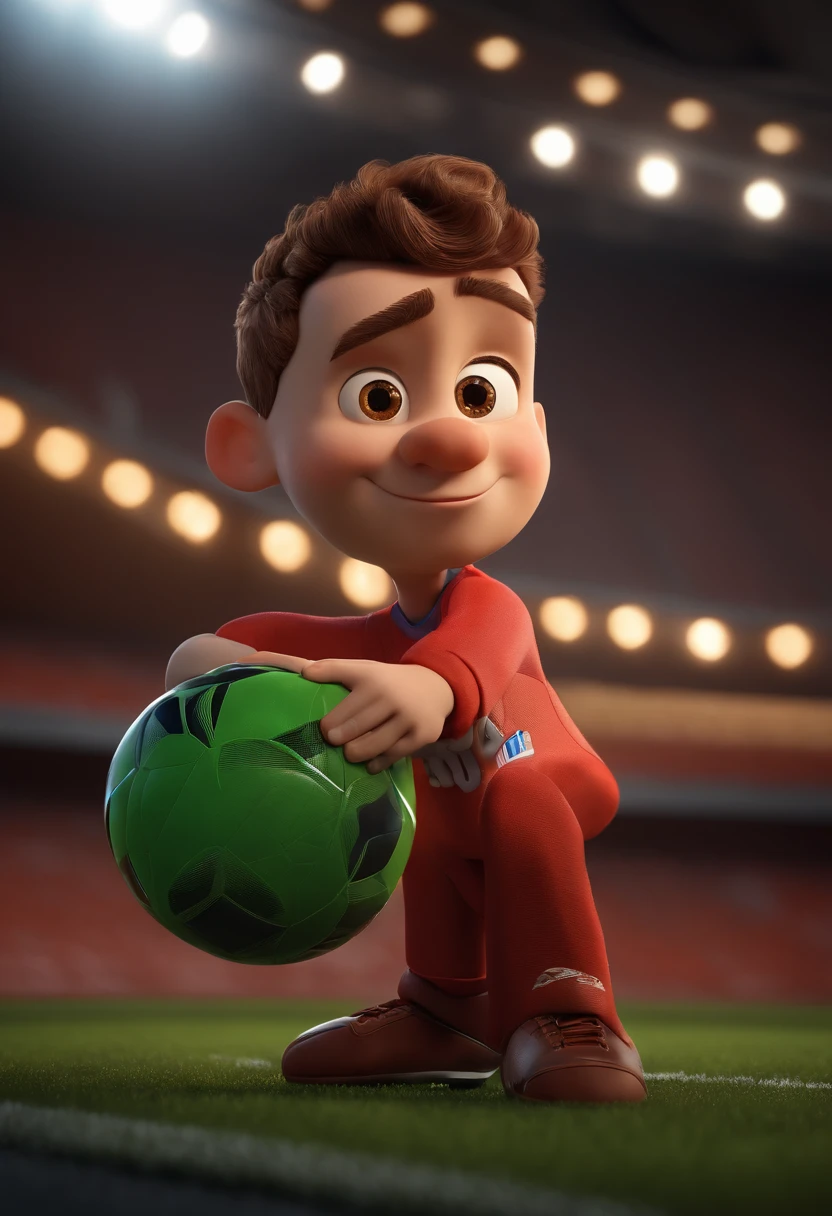 Arte para logomarca com nome showbet, futebol, Brazilian Football Stadium, animification, Caractere estilizado, animation style rendering, 3D , render, 3 d render stylized, toon render keyshot,, Personagem 3D, 3d rendering stylized, 3 d character render, personagem de desenho animado, Personagem de close up, Pose de personagem, (Estilo Pixar) (master part:1.2) (Bokeh) (best quality) (letras detalhada) (textura detalhada) (argila) (Cinematic lighting) (foco nítido)