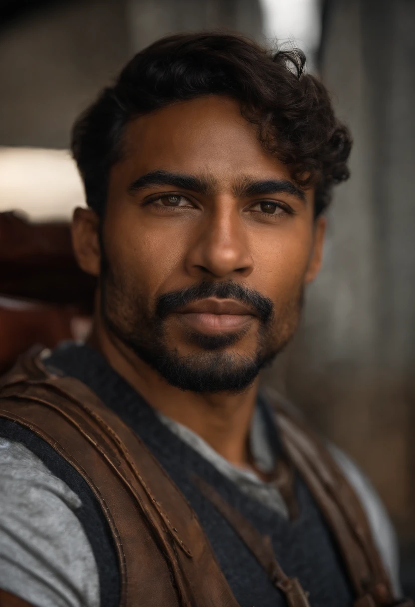 Homem fofo, 36 anos, cabelos pretos estilo militar, olhos pretos, Brown skin, olhos redondos, Estilo Pixar.