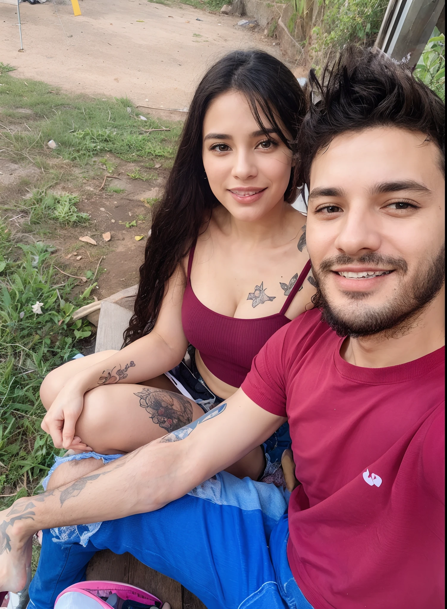 There are two people sitting on the grass near the water, Torne-se profissional, Me ajuda, Directed by: Nandor Soldier, Tiro em GoPro9, Assumido em Go Pro Hero8, andrea rocha, Fotografia selfie 8k, david rios ferreira, Parque em segundo plano, Directed by: Luis Miranda, Malika Favre, foto de baixa qualidade, Marischa Becker, piquenique