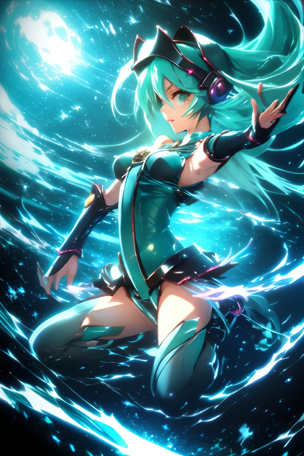 Hatsune Miku disfrazada de dark magician gils.