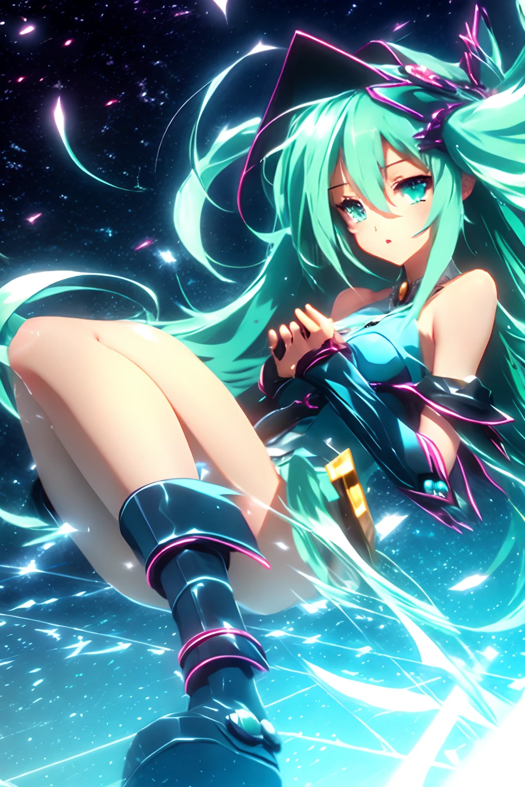 Hatsune Miku disfrazada de dark magician gils.