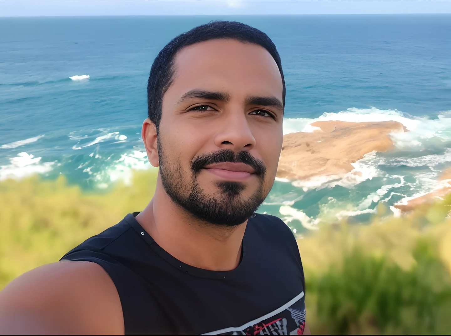 There's a man who's taking a selfie by the sea, caio santos, Postagem no Reddit, oceano ao fundo, O oceano ao fundo, david rios ferreira, Fotografia selfie 8k, imagem do avatar, salvador, Joel Torres, near the sea, edu souza, icaro carvalho, andres rios, foto de perfil, imagem de perfil, danilo torres