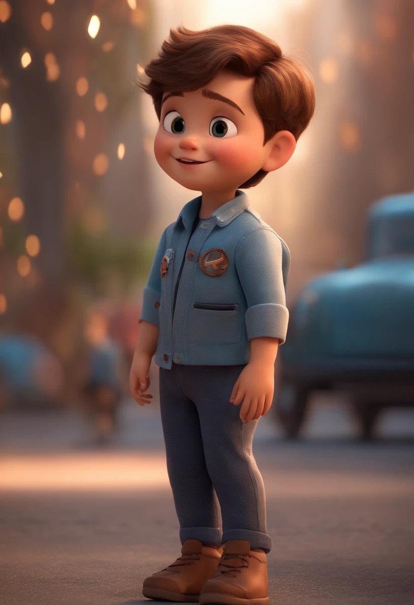 a happy cute ??? standing short hair, vestindo uma fantasia espacial, , fundo branco, barnet, tom, Estilo Pixar, ..3d, desenhos animados, rosto detalhado, asymmetrical 16k