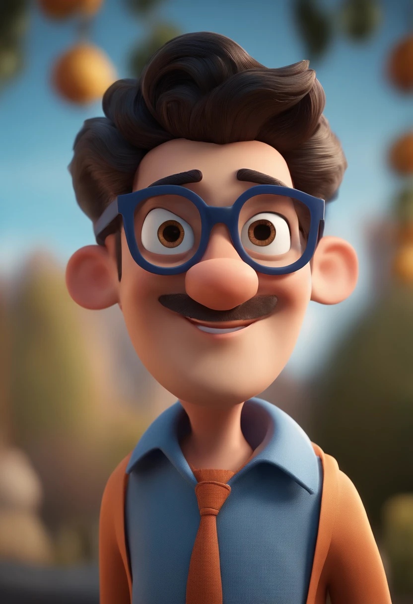 Cartoon character of a man with black glasses and a blue shirt, animation character, Caractere estilizado, animation style rendering, 3D estilizado, Arnold Maya render, 3 d render stylized, toon render keyshot, Personagem 3D, Personagem 3D, 3d rendering stylized, 3 d character render, personagem de desenho animado, Personagem de close up, Pose de personagem, (Estilo Pixar) (master part:1.2) (Bokeh) (best quality) (pele detalhada) (textura detalhada) (8k) (argila) (Cinematic lighting) (foco nítido