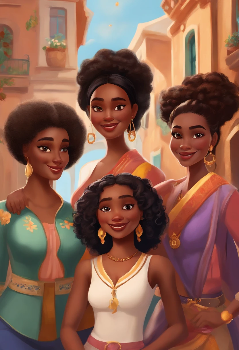 (best quality,highres,ultra-detailed,realistic:1.37),young black girl with long curly black hair,eye-catching scene,Disney Pixar inspired film,artistic and stylish PIXAR-like style,unique and trendy,illustrated with vibrant colors,detailed depiction of emotions,adventurous and heartwarming story,expressive and dynamic poses,playful and imaginative background,engaging and lifelike characters,highly textured and lifelike hair,expressive and lively eyes,captivating and joyful atmosphere,enchanting and magical elements,impressive use of light and shadow,expertly rendered facial features,vivid and dynamic expressions,visually stunning scenes with depth and perspective,inspiring and empowering narrative,prominent use of vibrant colors and textures,showcasing the diversity and beauty of black culture,celebrating individuality and self-expression,heartfelt and meaningful interactions between characters,exquisite attention to detail in clothing and accessories,promoting positive values and messages,enjoyable and engaging,appealing to audiences of all ages.