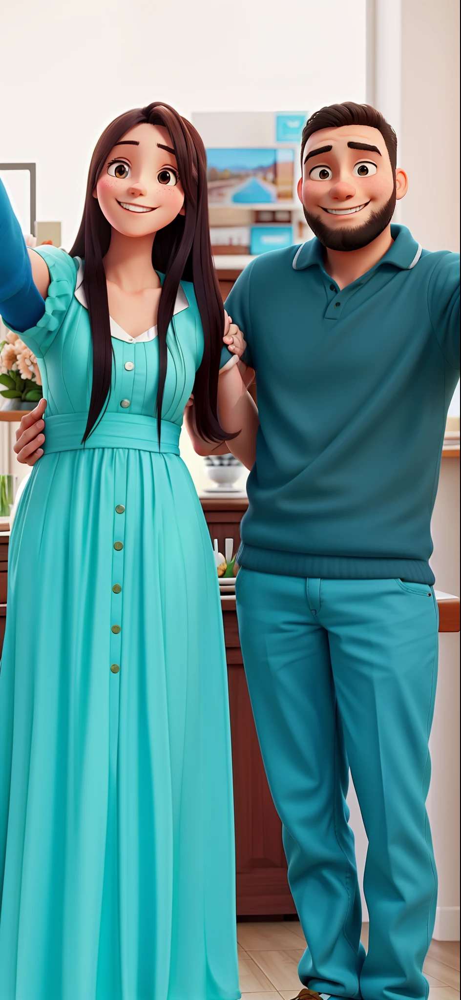 Hugging couple smiling at a selfi