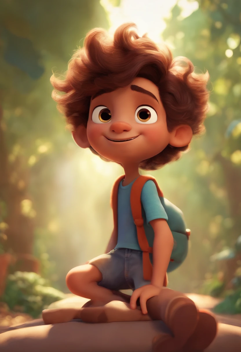 Image of a boy for a story in a YouTube video in Pixar format, He's the allabester, He's the class leader, He's outgoing, Playful and gets up for a lot of things, cabelo curto