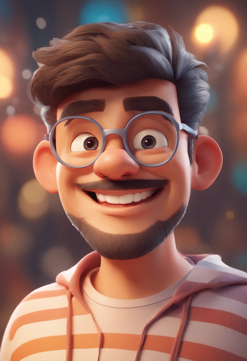Smiling Man Illustration, sorriso insano, Homem de pele marrom com um sorriso gigante, happily smiling at the camera, sorriso atrevido, he's smiling, sorriso muito grande, Macho sorridente, foto de perfil headshot, rindo sorriso enorme, desenhando no estilo de Arte 3D, c4d, fundo de cor branco puro, estilo disney, estilo pixar render ilustracao Super Detalhe, 8k