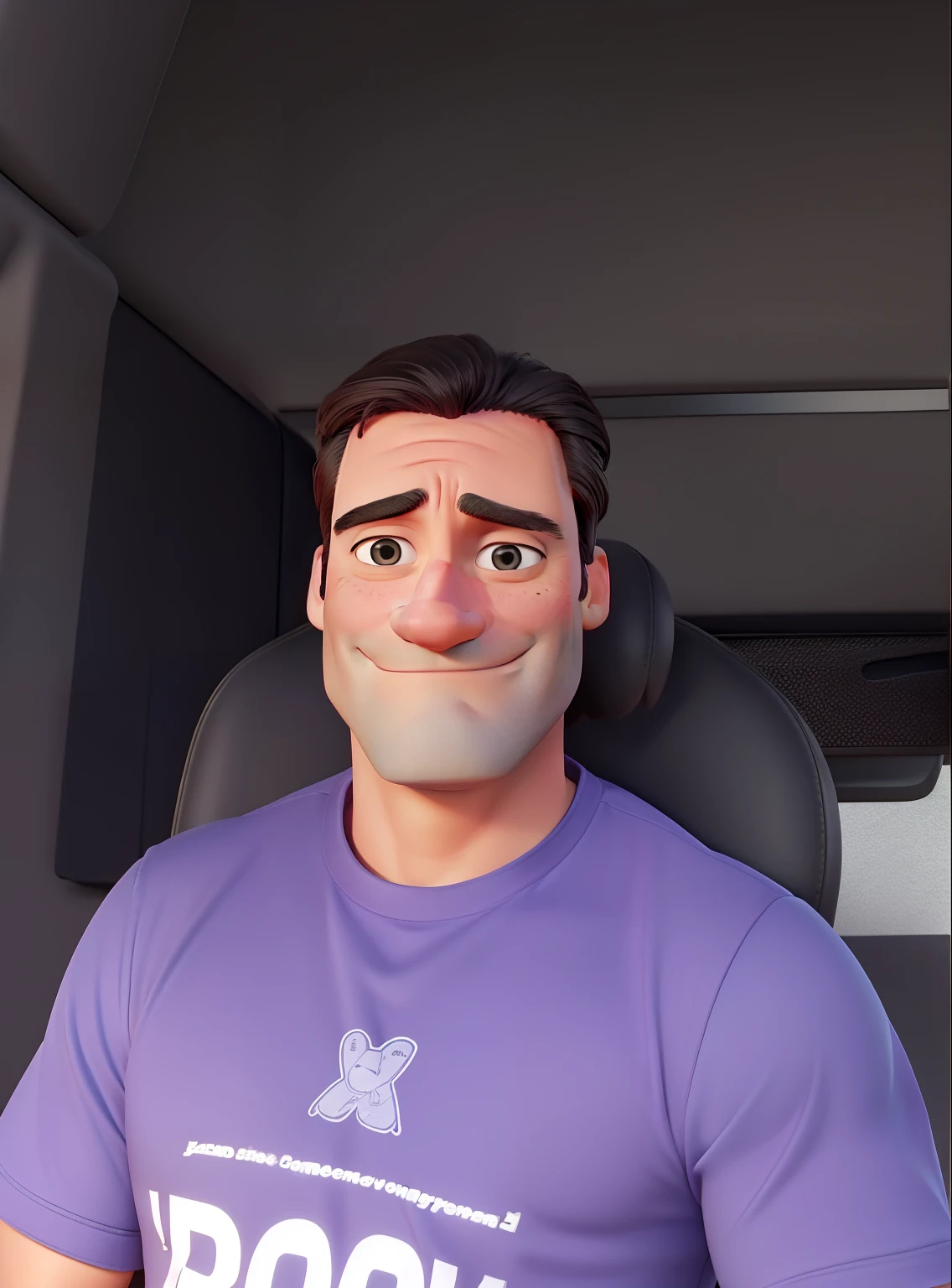 Jon Hamm, Cartoons in orange shirt and black pants, arms crossed, olhando para frente e sorrindo com os dentes aparecendo;
