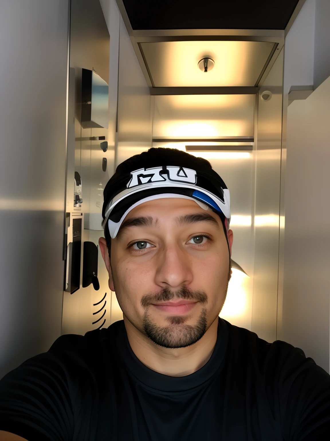There's a man who's standing in an elevator, foto do perfil, em um elevador, Fotografia selfie 8k, foto de perfil headshot, taken in the early 2020s, imagem de qualidade muito baixa, selfie de um homem, foto de perfil profissional, foto de perfil, selfie ruim, iphone selfie, rosto suado, imagem de perfil