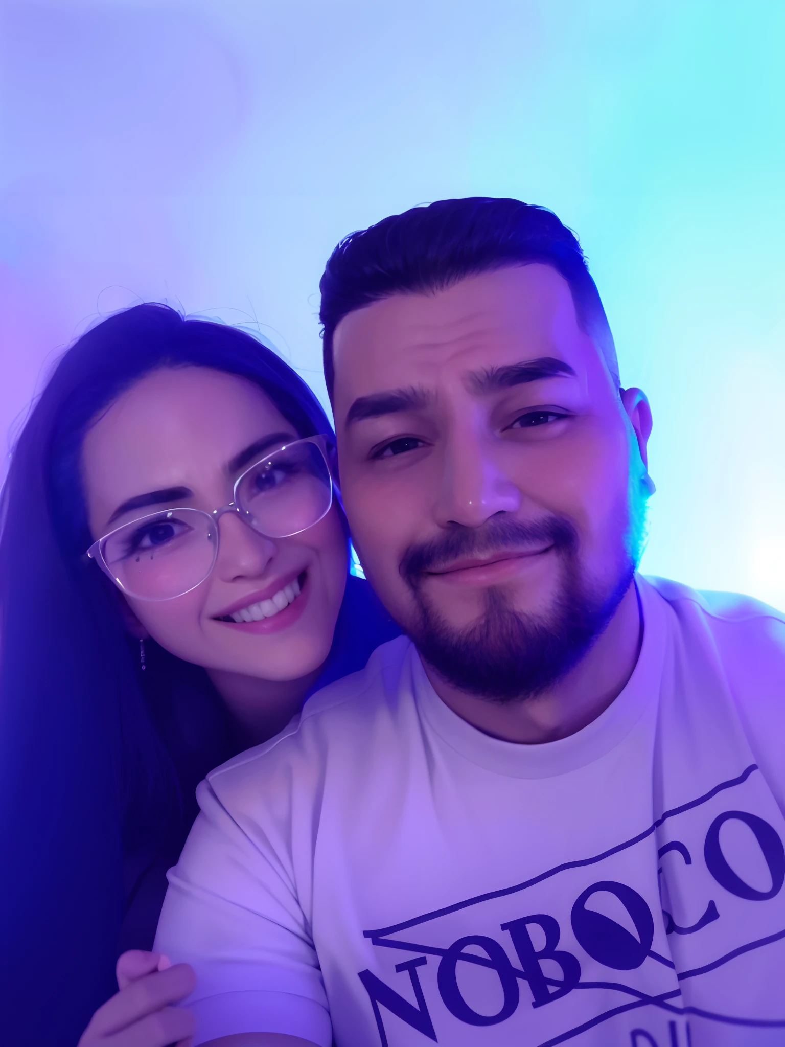 there is a man and woman posing for a picture together, Directed by: Nandor Soldier, imagem de perfil, Fotografia selfie 8k, Casal feliz, imagem de qualidade muito baixa, Postagem 4k, 4 k post, Postagem no Reddit, par, Foto realista, foto de perfil, foto de perfil 1024px, Retrato tirado 8 K