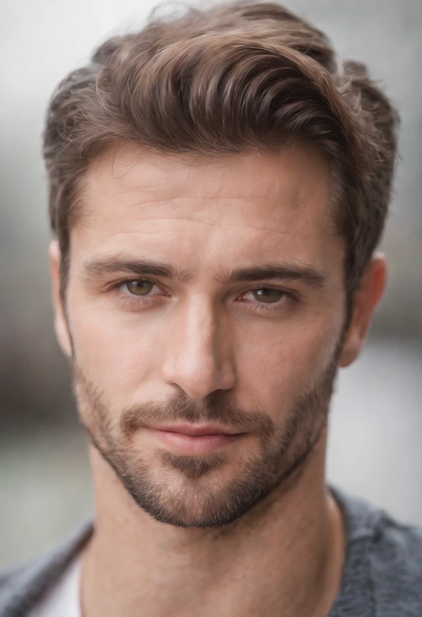 Homem branco bonito, Olhos claros, Super Modelo, 50, com barba grisalha, cabelos loiros escuros grisalhos, forte, Enfatize sem blusa, fundo: GPMNASIO. Foto de corpo inteiro.