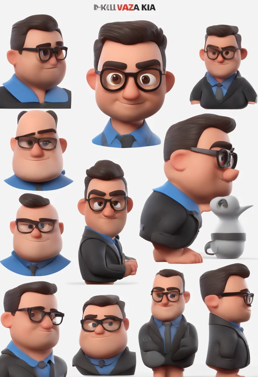 Cartoon character of a man wearing black glasses and a blue shirt, um personagem animado, Caractere estilizado, animation style rendering, 3D estilizado, Arnold Maya render, 3 d render stylized, toon render keyshot, Personagem 3D, Personagem 3D, 3d rendering stylized, 3 d character render, personagem de desenho animado, Personagem de close up, Pose de personagem, (Estilo Pixar) (master part:1.2) (Bokeh) (best quality) (pele detalhada) (textura detalhada) (8k) (argila) (Cinematic lighting) (foco nítido,Senta e vaza a parte superior do corpo