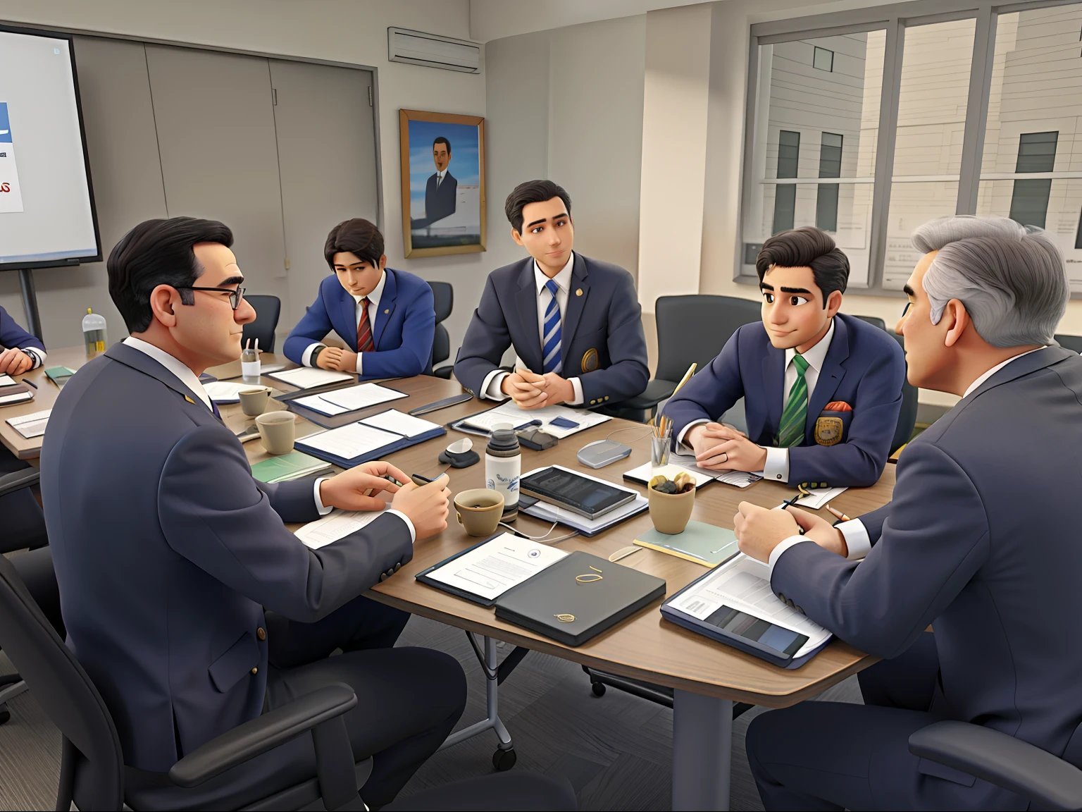 Politician at a meeting table with other members