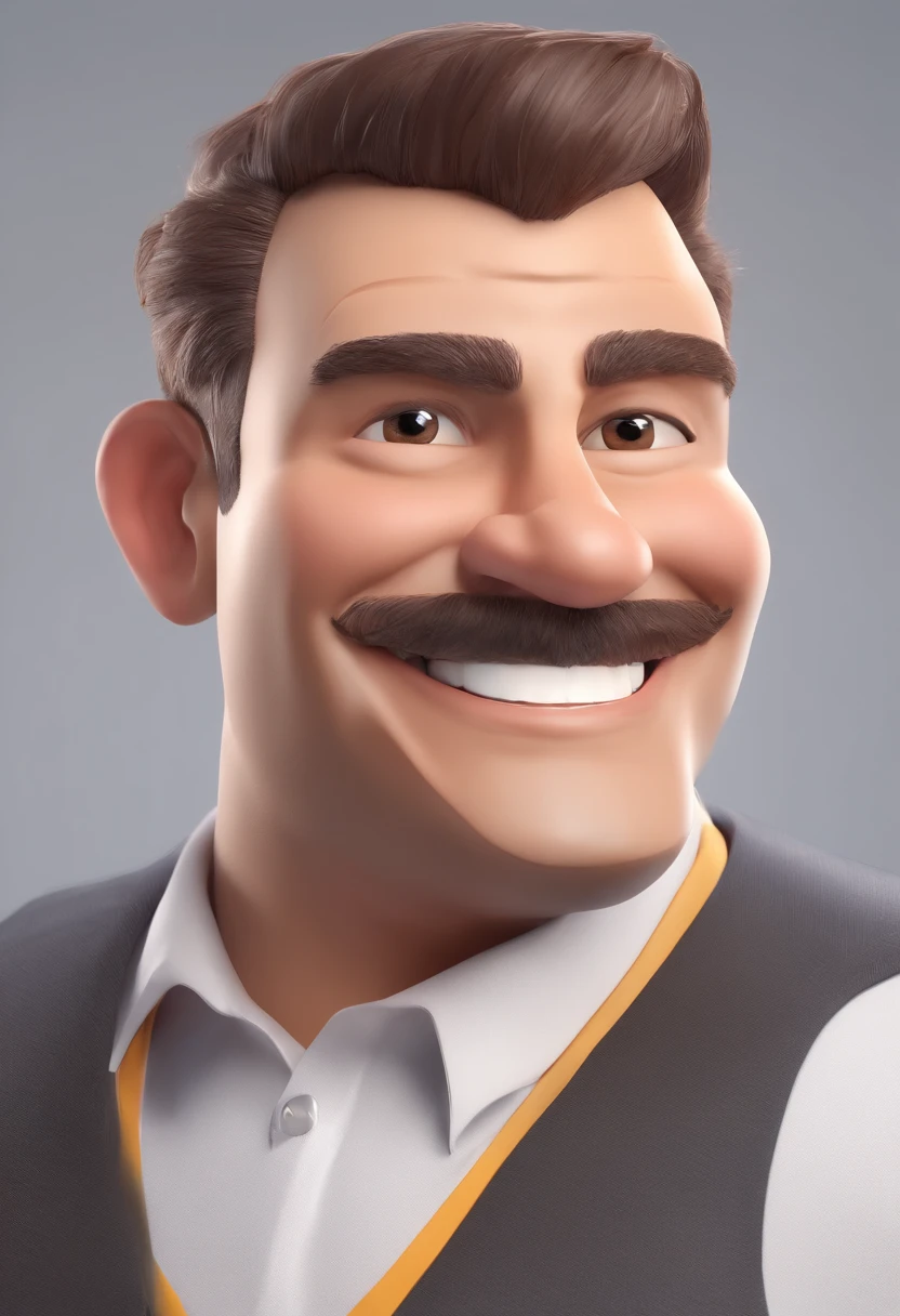 Smiling Man Illustration, sorriso insano, Homem de pele marrom com um sorriso gigante, happily smiling at the camera, sorriso atrevido, he's smiling, sorriso muito grande, Macho sorridente, foto de perfil headshot, rindo sorriso enorme, desenhando no estilo de Arte 3D, c4d, fundo de cor branco puro, estilo disney, estilo pixar render ilustracao Super Detalhe, 8k