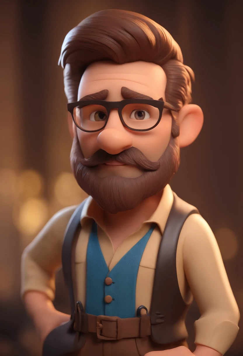 personagem dos desenhos animados de um homemcom 42 anos, barba rala com fios brancos, uma camisa azul, animation character, Caractere estilizado, animation style rendering, 3D estilizado, Arnold Maya render, 3 d render stylized, toon render keyshot, Personagem 3D, Personagem 3D, 3d rendering stylized, 3 d character render, personagem de desenho animado, Personagem de close up, Pose de personagem,  (Estilo Pixar) (master part:1.2) (Bokeh) (best quality) (pele detalhada) (textura detalhada) (8k) (argila) (Cinematic lighting) (foco nítido
