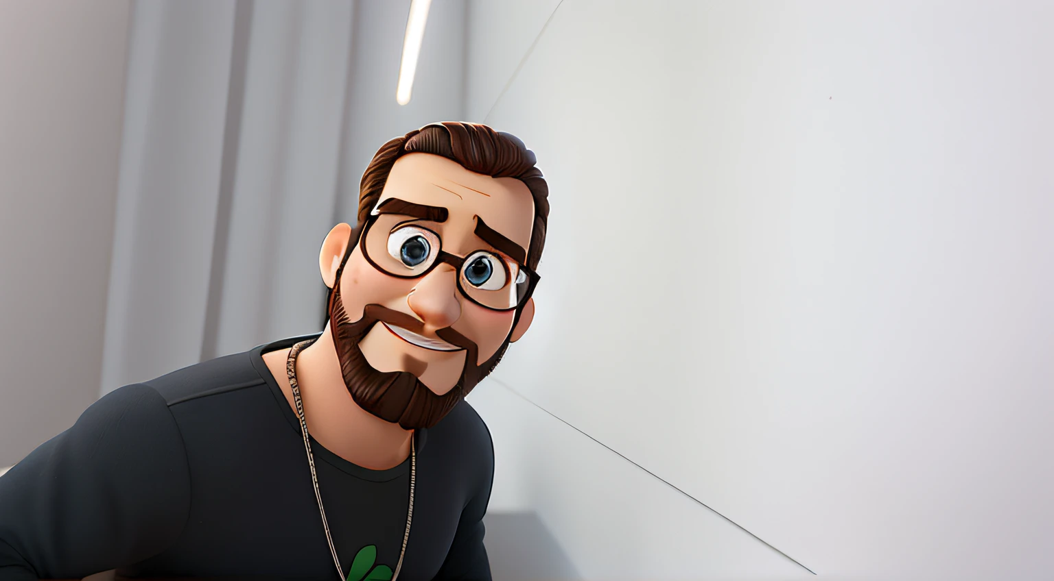 Poster no estilo Disney pixar, alta qualidade, melhor qualidade, homem sexy branco, 30 anos cabelo grisalho barba preta, musculoso, com fundo em um restaurante a luz de velas