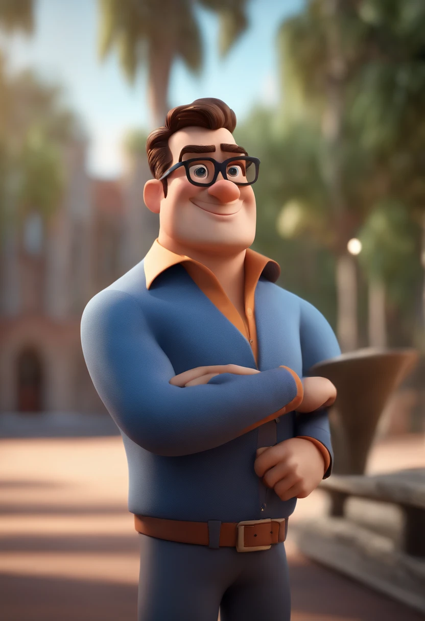 Cartoon character of a man with black glasses and a blue shirt, animation character, Caractere estilizado, animation style rendering, 3D estilizado, Arnold Maya render, 3 d render stylized, toon render keyshot, Personagem 3D, Personagem 3D, 3d rendering stylized, 3 d character render, personagem de desenho animado, Personagem de close up, Pose de personagem, (Estilo Pixar) (master part:1.2) (Bokeh) (best quality) (pele detalhada) (textura detalhada) (8k) (argila) (Cinematic lighting) (foco nítido