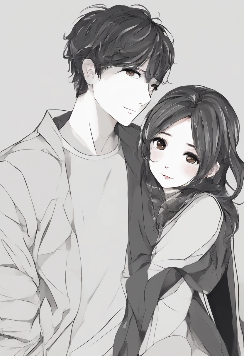An illustration of an adorable couple, destacando um homem e uma mulher com bonito, Expressive eyes – the man's skin is black and the man's hair is bald and black, while the woman's skin is black and the woman's hair is curly and brown. They are a bright room, cada um com um sorriso no rosto, e compartilhar um momento especial caracterizado pelo amor, arroz, e insights educacionais. Illustrate this scene from a perspective where they are facing away from the camera, Showing Your Connection. Desenvolva esta arte em Full HD, Focus on your cinematic touch, Estilo Disney Pixar Animations
