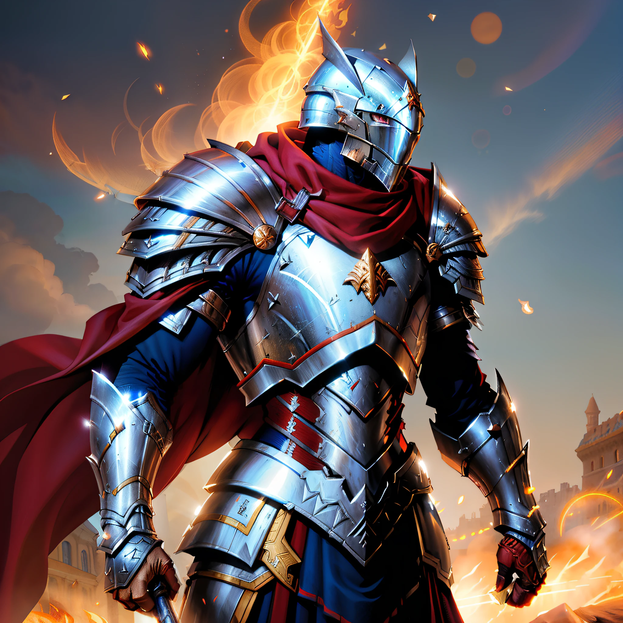 Arafed cavaleiro em armadura com uma espada , epic paladin armor, cavaleiro da fantasia, Phoenix Knight, cavaleiro da fantasia forte, vestido com armadura leve, Armadura Paladina, fantasia, Technological Armored Knight, armadura de fantasia, guerreiro de fantasia em armadura completa, armadura de futuristas brilhante, cavaleiro medieval cruzado sagrado, flame conjuring armored, armadur, guerreiro blindado