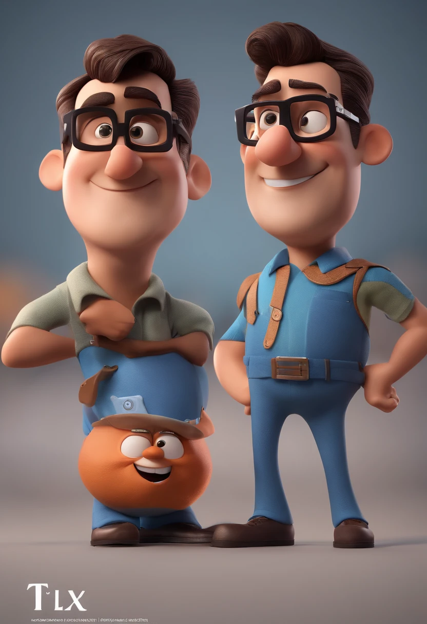 Cartoon character of a man with black glasses and a blue shirt, animation character, Caractere estilizado, animation style rendering, 3D estilizado, Arnold Maya render, 3 d render stylized, toon render keyshot, Personagem 3D, Personagem 3D, 3d rendering stylized, 3 d character render, personagem de desenho animado, Personagem de close up, Pose de personagem, (Estilo Pixar) (master part:1.2) (Bokeh) (best quality) (pele detalhada) (textura detalhada) (8k) (argila) (Cinematic lighting) (foco nítido