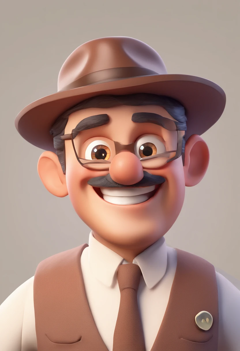 Smiling Man Illustration, sorriso insano, Homem de pele marrom com um sorriso gigante, happily smiling at the camera, sorriso atrevido, he's smiling, sorriso muito grande, Macho sorridente, foto de perfil headshot, rindo sorriso enorme, desenhando no estilo de Arte 3D, c4d, fundo de cor branco puro, estilo disney, estilo pixar render ilustracao Super Detalhe, 8k