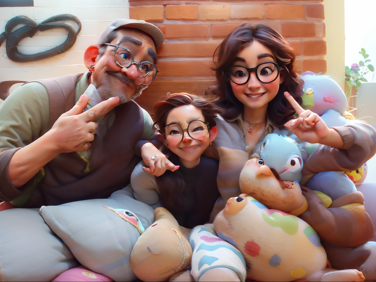 3 pessoas no estilo pixar