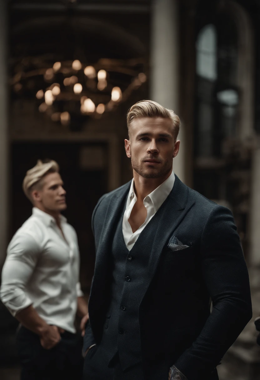 two muscular blonde men having sex with each other