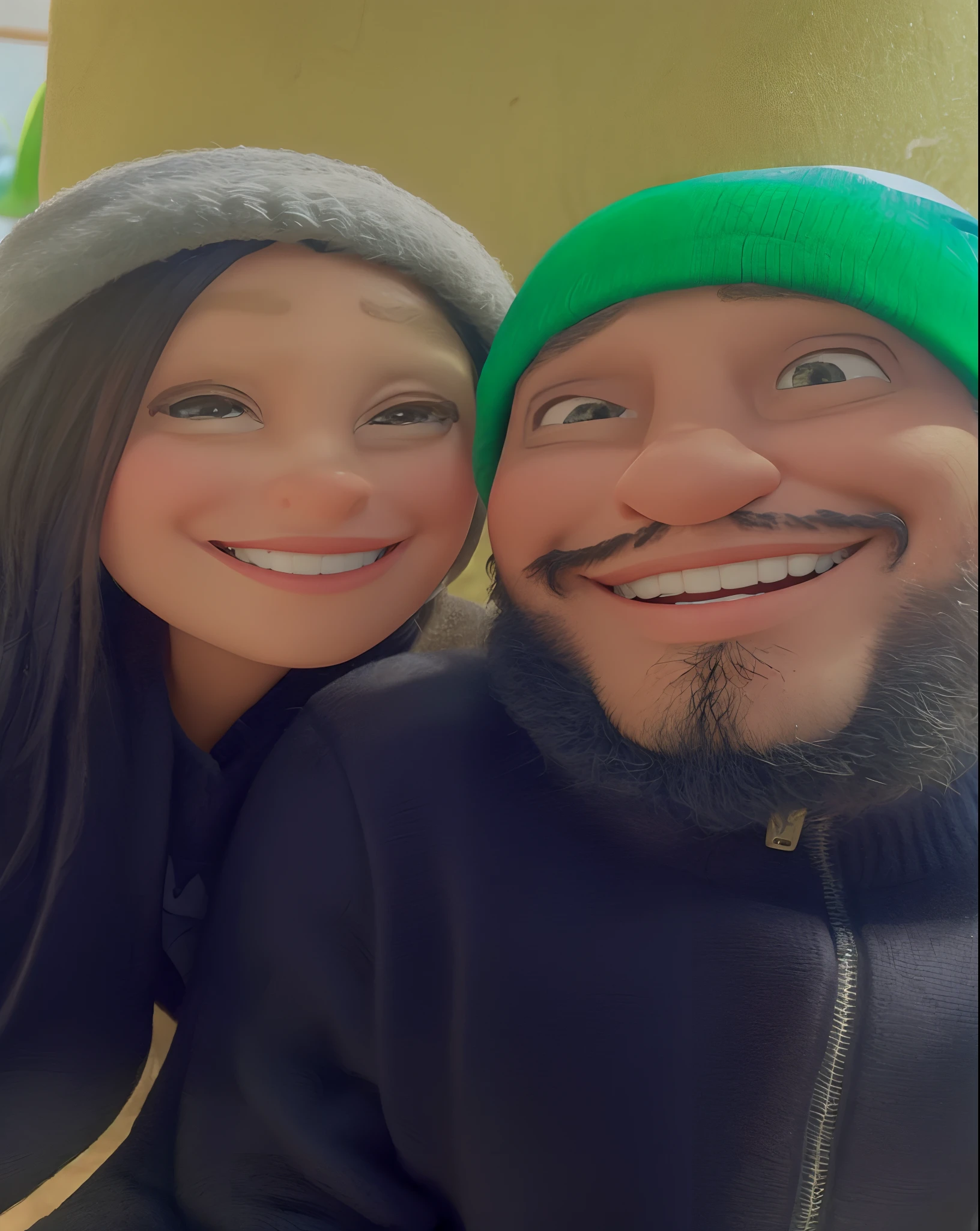 Homem fazendo careta e mulher sorrindo na Disney Pixar em alta qualidade e melhor qualidade