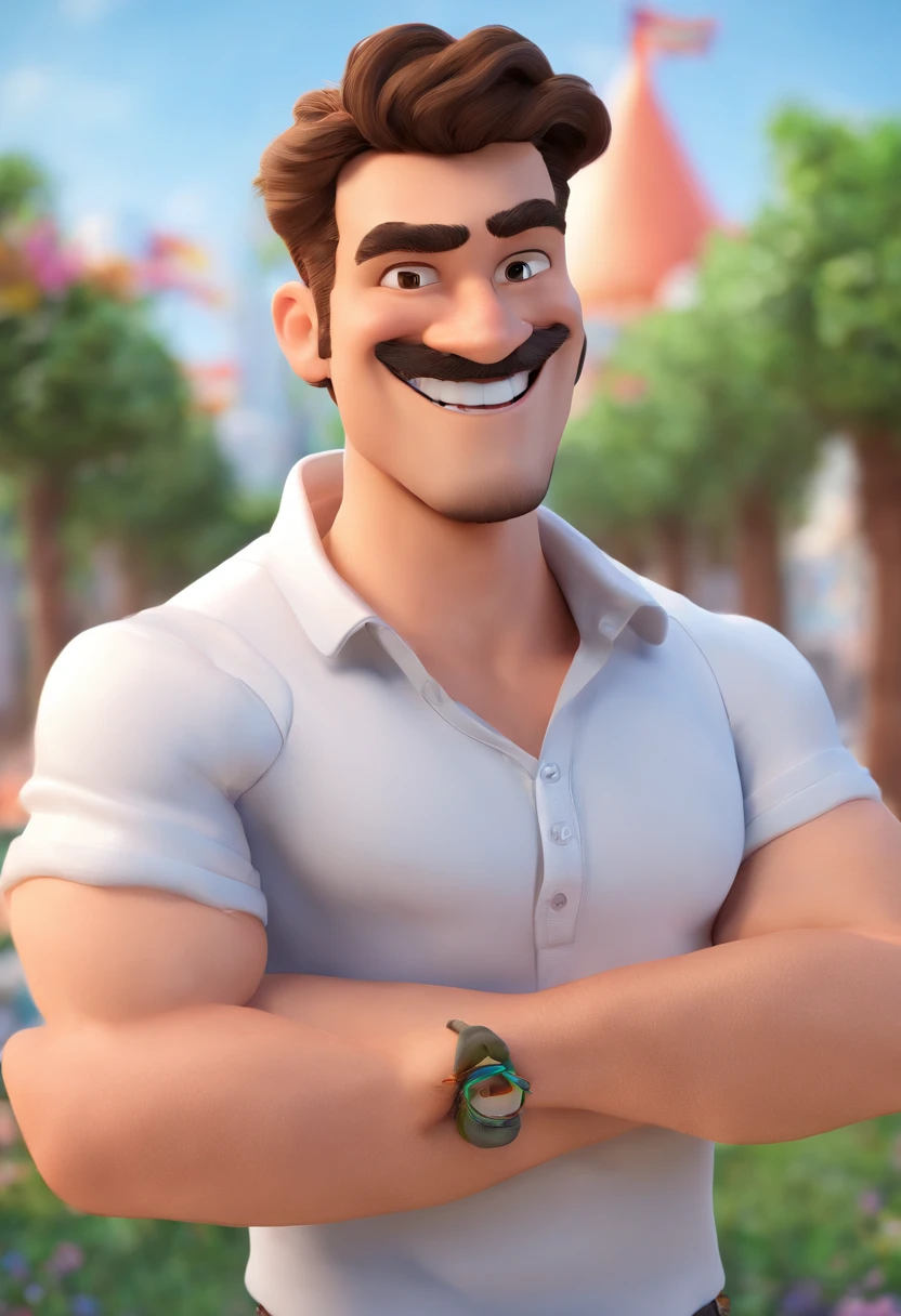 Joao e francielle,um casal muito apaixonado e que gostam de viajar. Ele sorriso insano, Homem de pele branca com um sorriso gigante, e de boné para tras de cor rosahappily smiling at the camera, sorriso atrevido, he's smiling, sorriso muito grande, Macho sorridente, foto de perfil headshot, rindo sorriso enorme, desenhando no estilo de Arte 3D, c4d, fundo de cor branco puro, estilo disney, estilo pixar render ilustracao Super Detalhe, 8k ela loira