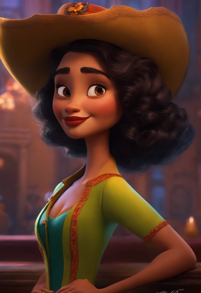 Criar um personagem no estilo pixar dentro de um jaleco. personagem morena