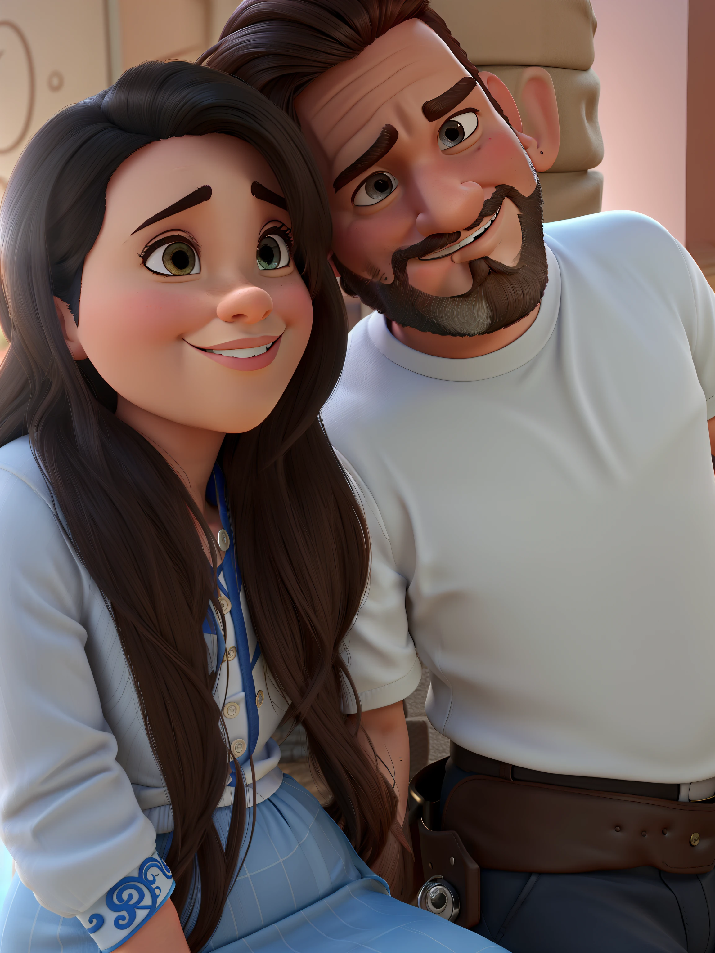 Casal estilo disney pixar melhor qualidade alta qualidade. Homem moreno cabelo comprido crespo barba e mulher loira olhos azuis cabelos longos lisos