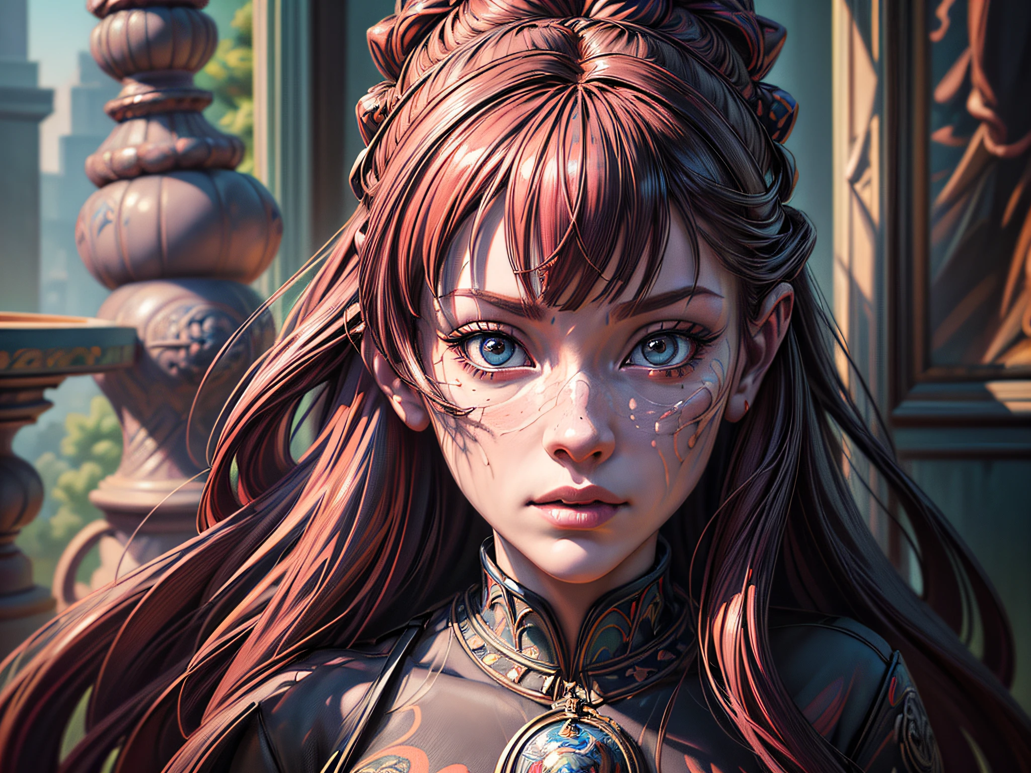 (Pixar Art: 1.5) fantasy art, photorealistic, D&D art, a picture of a female monk sitting and meditating in Central Park New York in autumn, there is a human woman monk wearing monk garbs, meditating at Central Park New York, red hair, long hair, full body (best Detailed, Masterpiece, Hyperrealistic :1.5), ultra detailed face (best Detailed, Masterpiece, Hyperrealistic :1.5), ultra feminine (best detailed, Masterpiece, Hyperrealistic :1.5), Perfect Body, exquisite beautiful (best Detailed, Masterpiece, Hyperrealistic :1.5) red hair, long hair, braided hair, pale skin, blue eyes, intense eyes, ultra best realistic, best details, best quality, 16k, [ultra detailed], masterpiece, best quality, (extremely detailed), ultra wide shot, photorealism, depth of field, hyper realistic painting, pixarstyle
