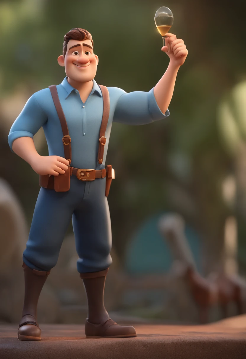 personagem dos desenhos animados de um homem idoso careca e uma camisa azul, animation character, Caractere estilizado, animation style rendering, 3D estilizado, Arnold Maya render, 3 d render stylized, toon render keyshot, Personagem 3D, Personagem 3D, 3d rendering stylized, 3 d character render, personagem de desenho animado, Personagem de close up, Pose de personagem, (Estilo Pixar) (master part:1.2) (Bokeh) (best quality) (pele detalhada) (textura detalhada) (8k) (argila) (Cinematic lighting) (foco nítido