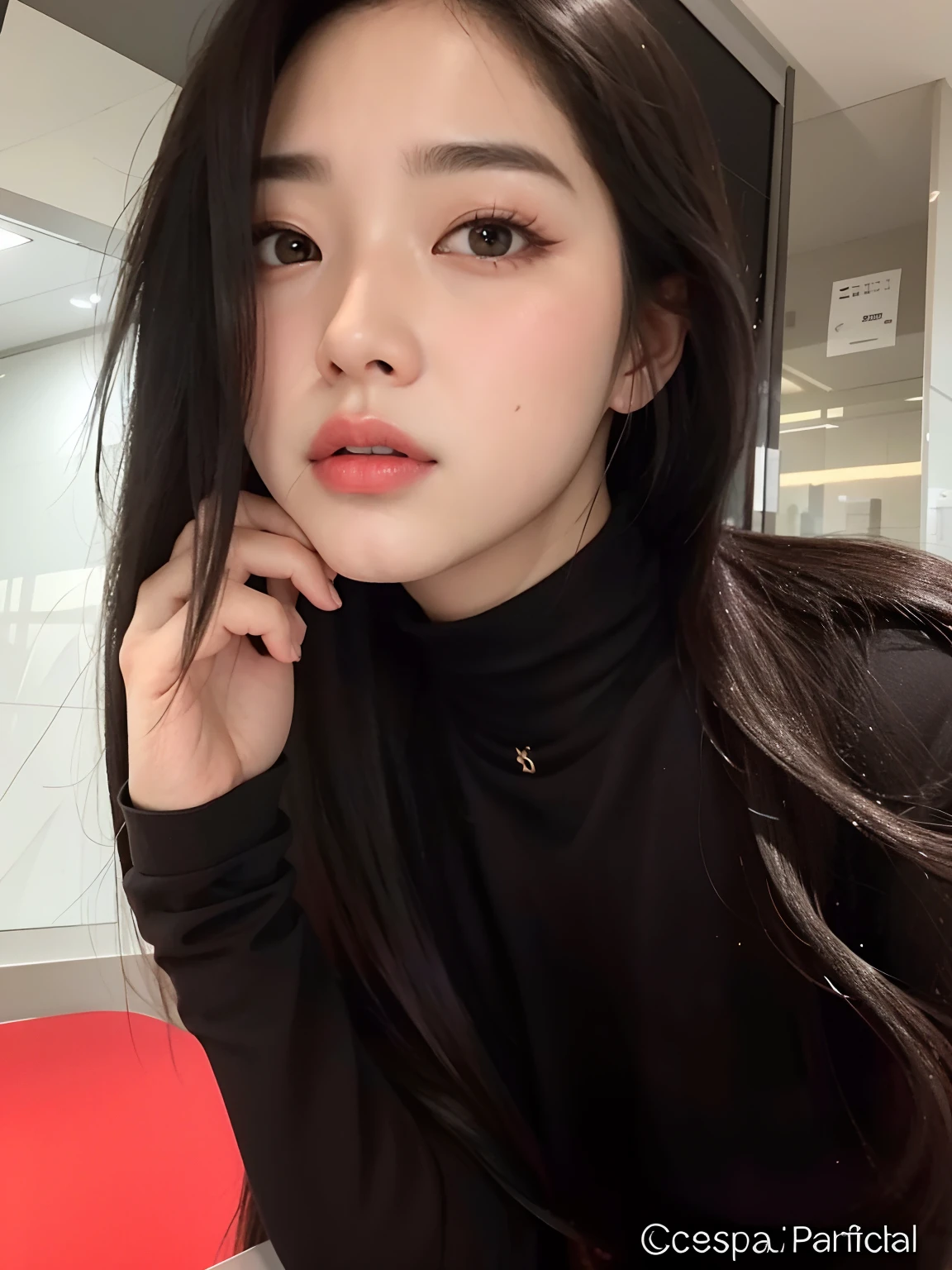 um close up de uma mulher com longos cabelos pretos posando para uma foto, menina coreana, Mulher sul-coreana bonita, linda mulher coreana jovem, Mulher coreana, mulher coreana jovem bonita, Heonhwa Choe, 2 2 anos, cruel korean goth girl, 21 anos, Jaeyeon Nam, Gongbi, wan adorable korean face, Jinyoung Canela