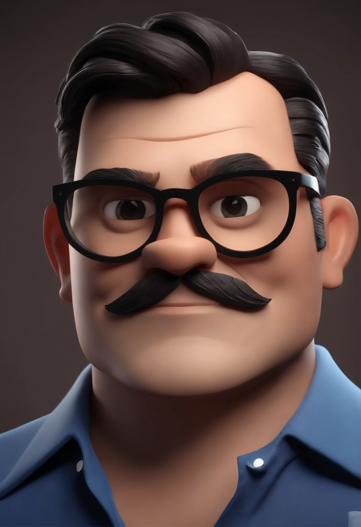 Cartoon character of a man wearing black glasses and a blue shirt, um personagem animado, Caractere estilizado, animation style rendering, 3D estilizado, Arnold Maya render, 3 d render stylized, toon render keyshot, Personagem 3D, Personagem 3D, 3d rendering stylized, 3 d character render, personagem de desenho animado, Personagem de close up, Pose de personagem, (Estilo Pixar) (master part:1.2) (Bokeh) (best quality) (pele detalhada) (textura detalhada) (8k) (argila) (Cinematic lighting) (foco nítido