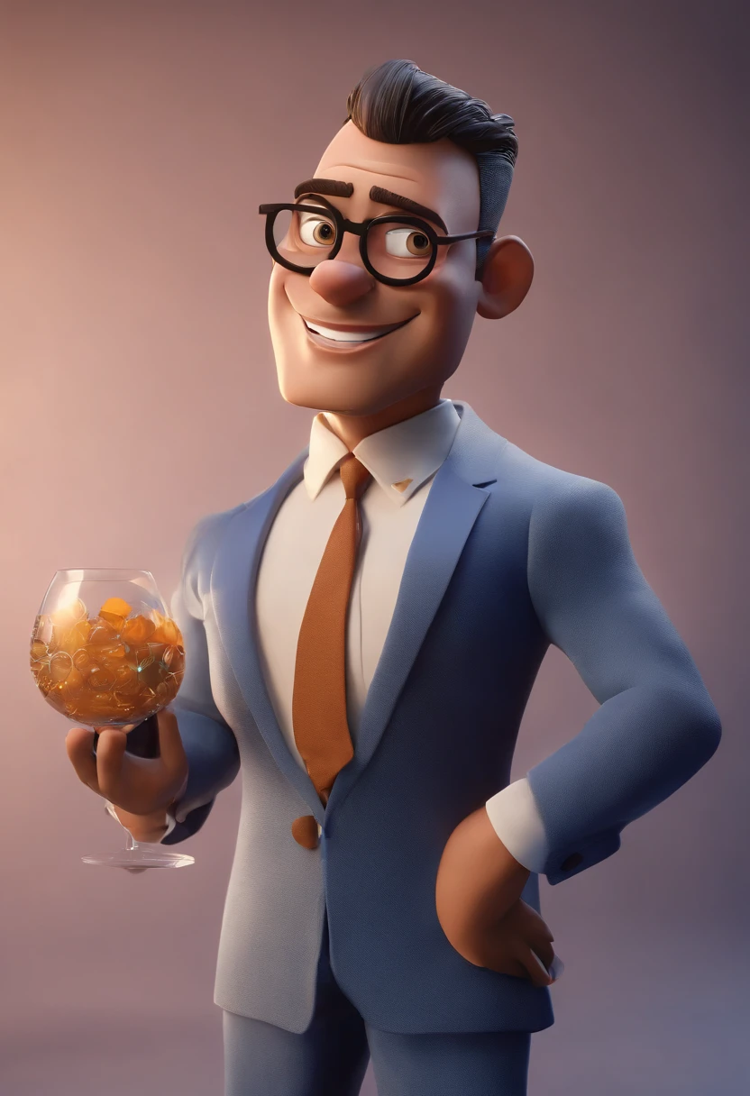 Cartoon character of a man with black glasses and a blue shirt, animation character, Caractere estilizado, animation style rendering, 3D estilizado, Arnold Maya render, 3 d render stylized, toon render keyshot, Personagem 3D, Personagem 3D, 3d rendering stylized, 3 d character render, personagem de desenho animado, Personagem de close up, Pose de personagem, (Estilo Pixar) (master part:1.2) (Bokeh) (best quality) (pele detalhada) (textura detalhada) (8k) (argila) (Cinematic lighting) (foco nítido