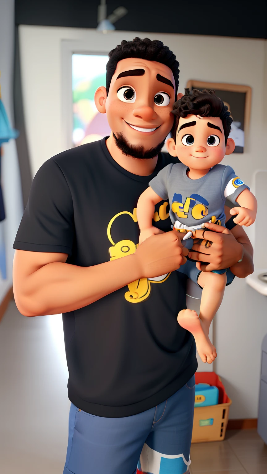 Um homem negro, A white  in the style of Disney Pixar, alta qualidade, melhor qualidade