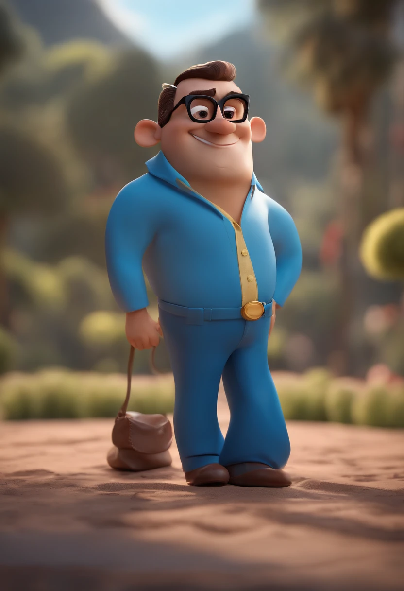 Cartoon character of a man with black glasses and a blue shirt, animation character, Caractere estilizado, animation style rendering, 3D estilizado, Arnold Maya render, 3 d render stylized, toon render keyshot, Personagem 3D, Personagem 3D, 3d rendering stylized, 3 d character render, personagem de desenho animado, Personagem de close up, Pose de personagem, (Estilo Pixar) (master part:1.2) (Bokeh) (best quality) (pele detalhada) (textura detalhada) (8k) (argila) (Cinematic lighting) (foco nítido