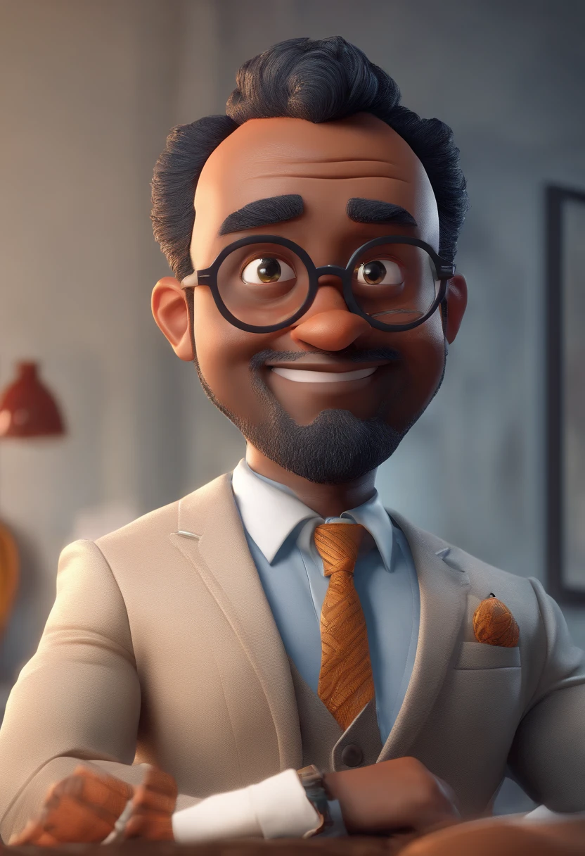 Cartoon character of a man with black glasses and a blue shirt, animation character, Caractere estilizado, animation style rendering, 3D estilizado, Arnold Maya render, 3 d render stylized, toon render keyshot, Personagem 3D, Personagem 3D, 3d rendering stylized, 3 d character render, personagem de desenho animado, Personagem de close up, Pose de personagem, (Estilo Pixar) (master part:1.2) (Bokeh) (best quality) (pele detalhada) (textura detalhada) (8k) (argila) (Cinematic lighting) (foco nítido