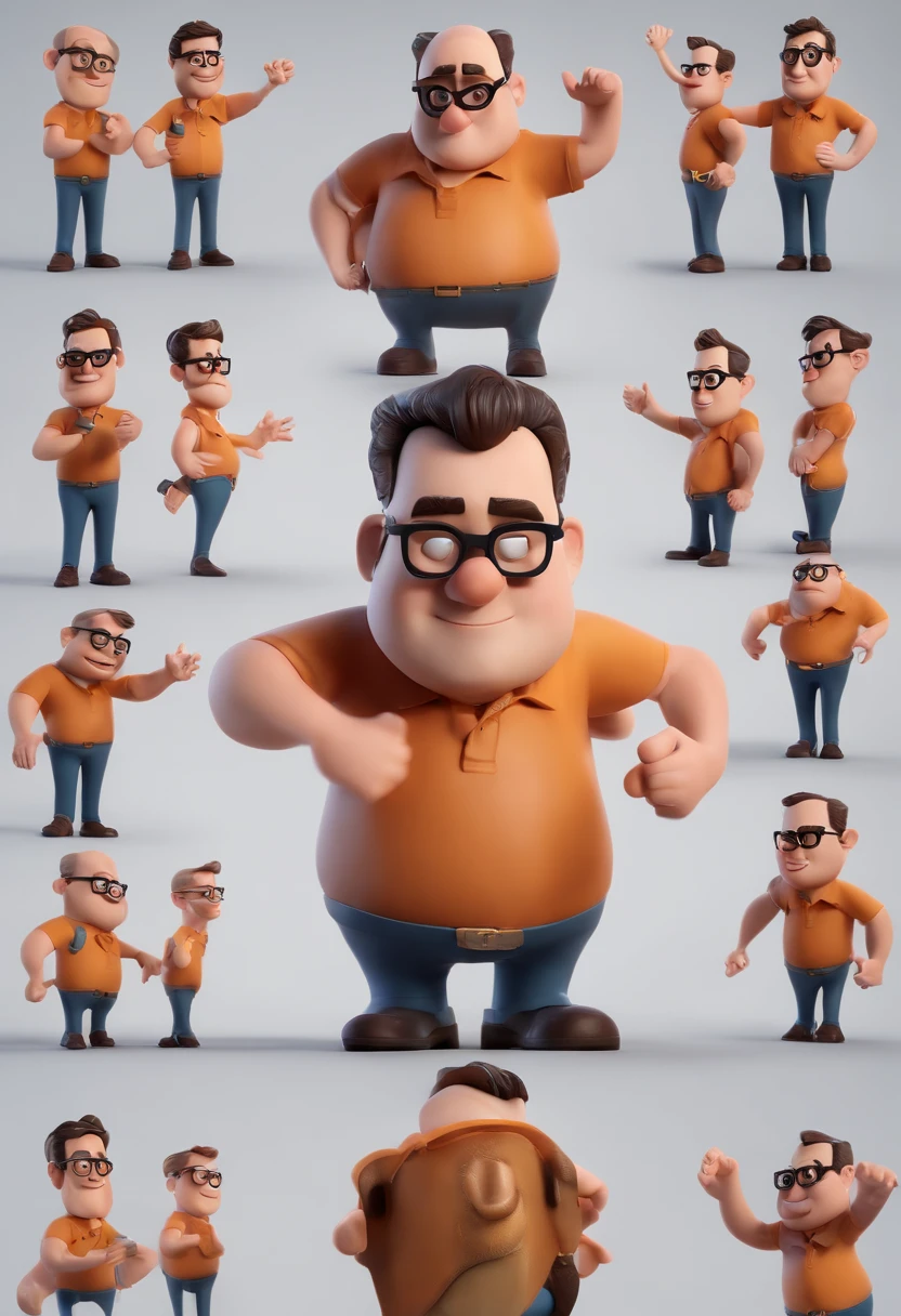 Cartoon character of a man with black glasses and a blue shirt, animation character, Caractere estilizado, animation style rendering, 3D estilizado, Arnold Maya render, 3 d render stylized, toon render keyshot, Personagem 3D, Personagem 3D, 3d rendering stylized, 3 d character render, personagem de desenho animado, Personagem de close up, Pose de personagem,  (Estilo Pixar) (master part:1.2) (Bokeh) (best quality) (pele detalhada) (textura detalhada) (8k) (argila) (Cinematic lighting) (foco nítido
