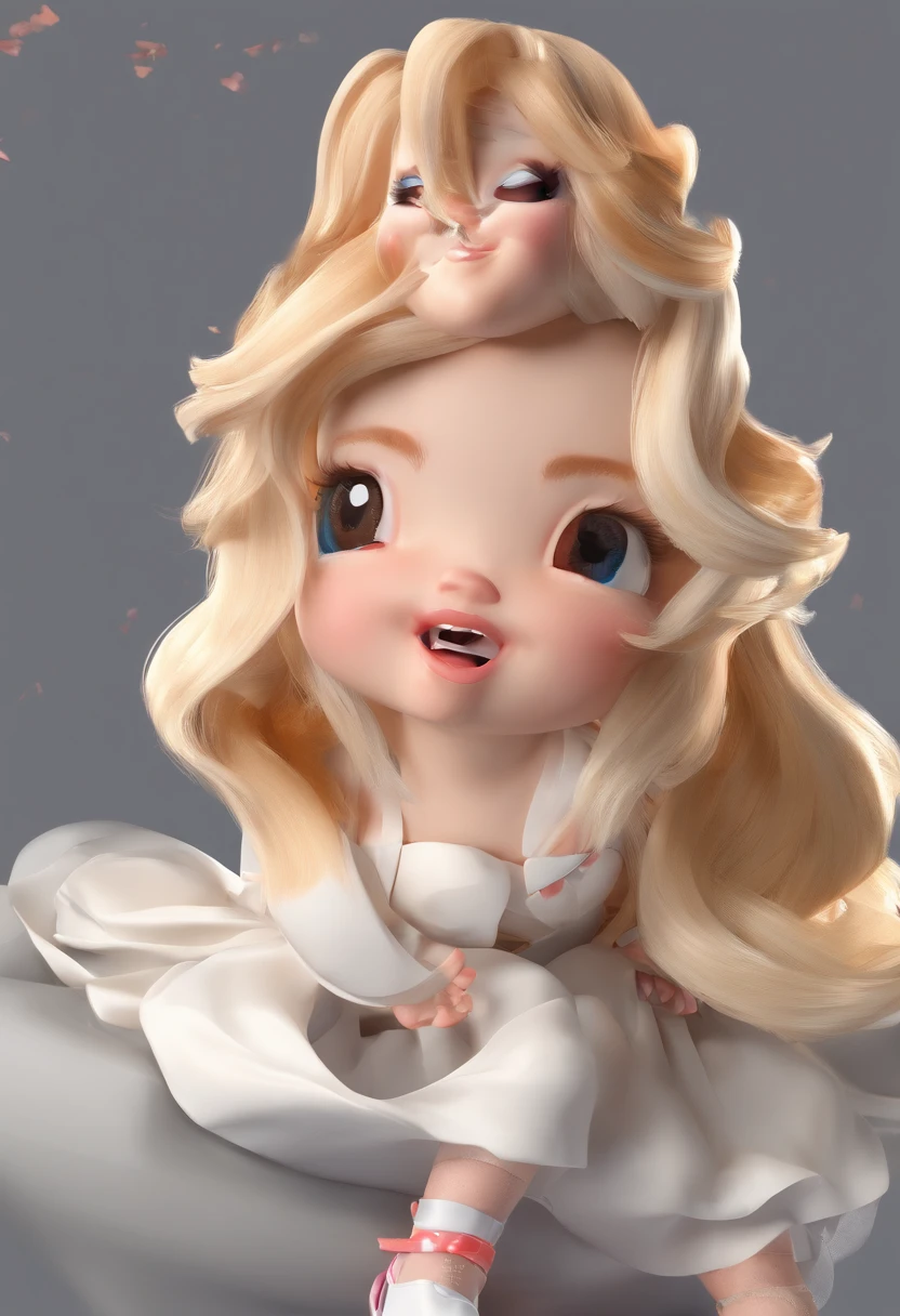 best quality, master part, fotorrealista, extremamente detalhado CG unidade 8k papel de parede, Chibi,1girl, Elsa,sozinho, cheio_corpo, sorrir, Olhando_em_visualizador, ao ar livre,