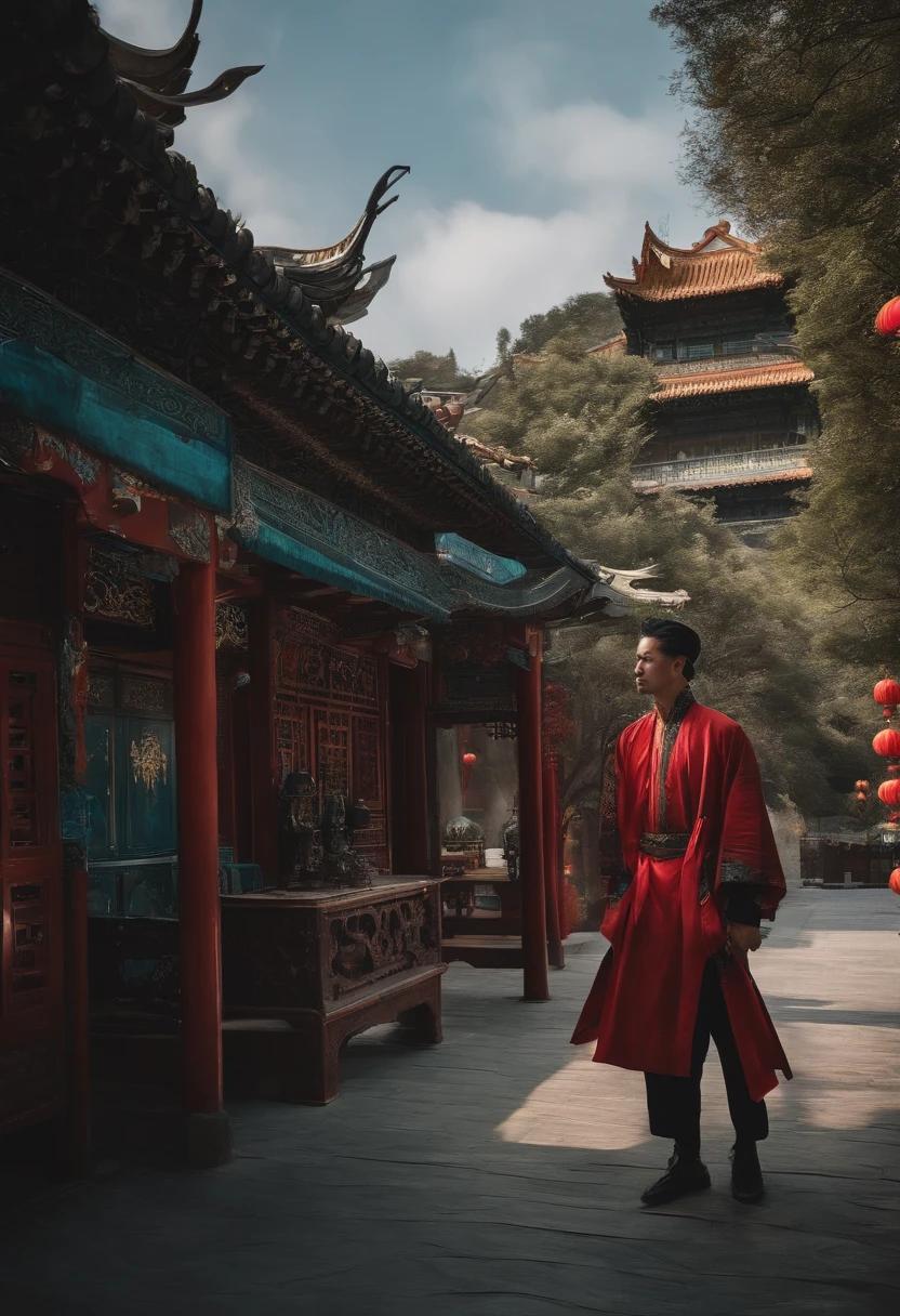 Homens, Chinese style, longos cabelos brancos, Cyberpunk, roupas vintage, disco Rigido, Mecha, corpo inteiro,