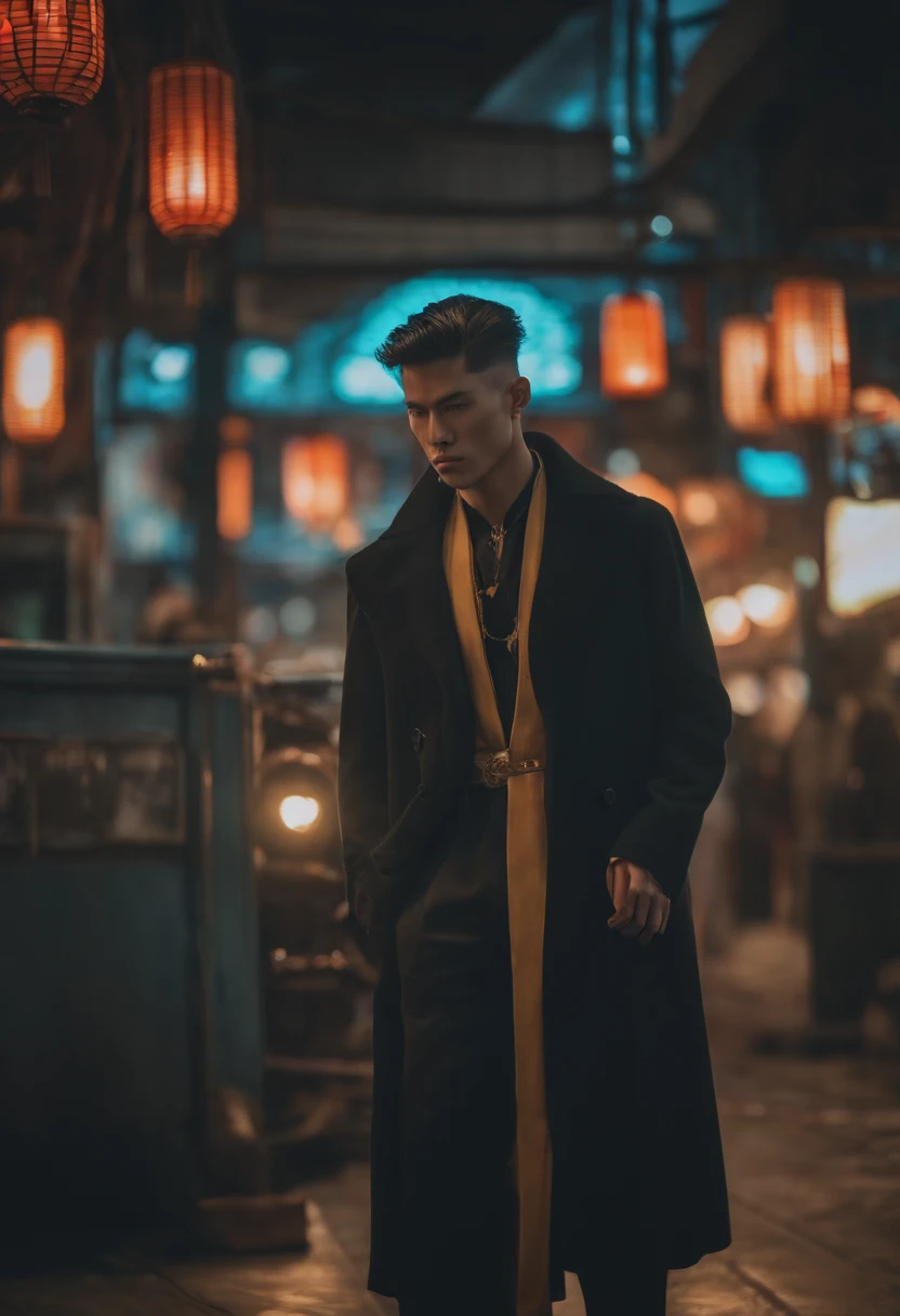Homens, Chinese style, longos cabelos brancos, Cyberpunk, roupas vintage, disco Rigido, Mecha, corpo inteiro,
