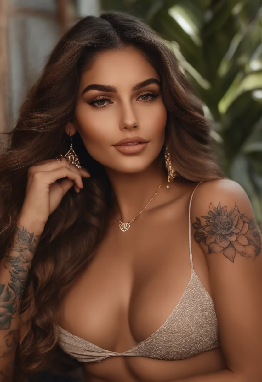 Adesivo de estilo, adesivo com bordas brancas, adesivo brilhante bonito, Beautiful, Vibes de tatuagem: I carry my passion stamped on my skin. Imagine uma cena de uma bela jovem, 25 anos, cabelos ruivos com destaques claros, com uma tatuagem na pele, Cor brilhante, isometric background, Blurry background of a tattoo parlor, Artstation on trend, 8k, QLTA Masterpiece Resolution, Realistic photography, Directed by: Alphonse Mucha, por WLOP,