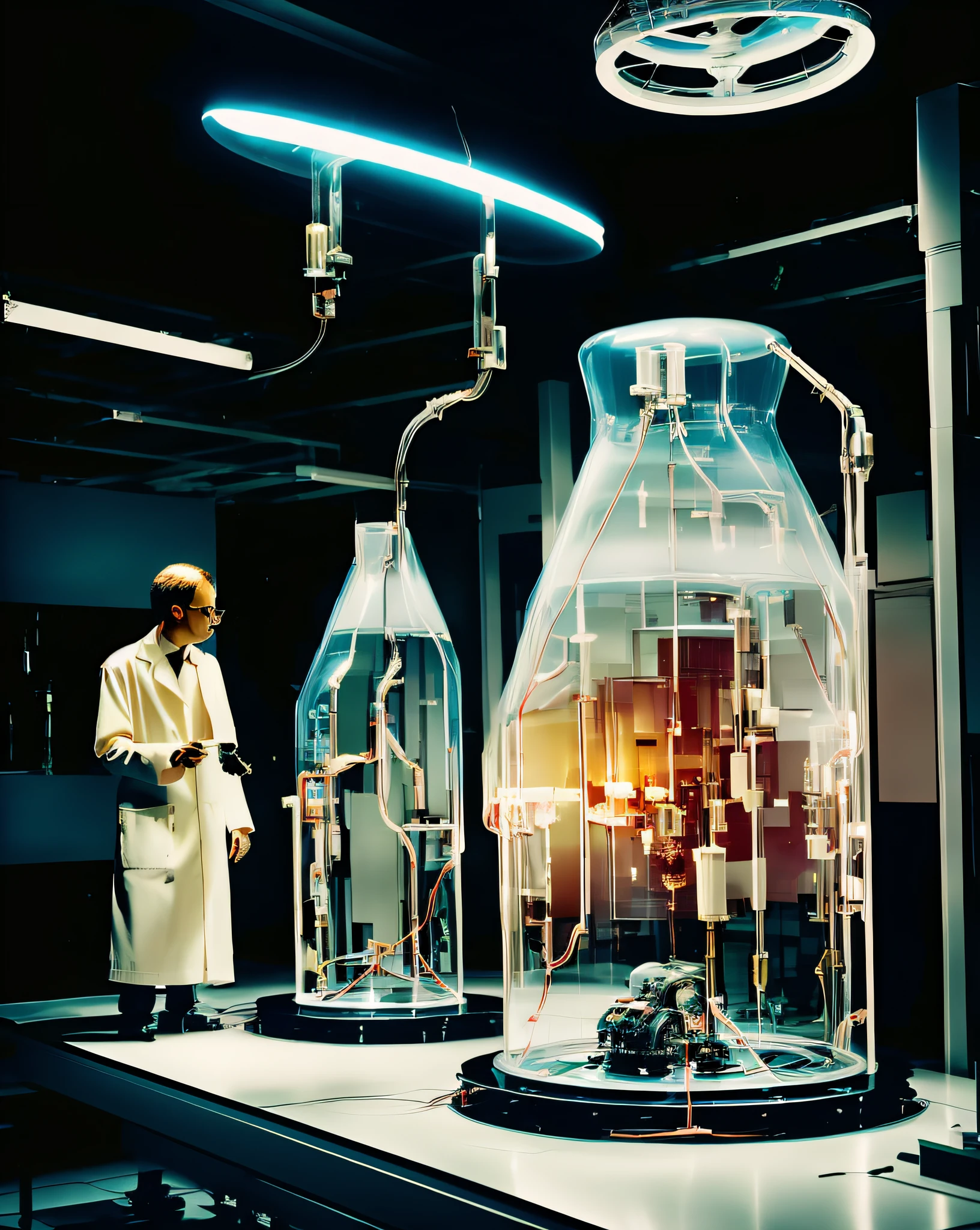 In a futuristic laboratory, a brilliant scientist conducts experiments that push the boundaries of human knowledge, a fusion of technology and intellect at the forefront of progress: scientific innovation:0.9, futuristic lab:0.8, boundary-pushing research:0.7, technological advancement:0.6.  ,