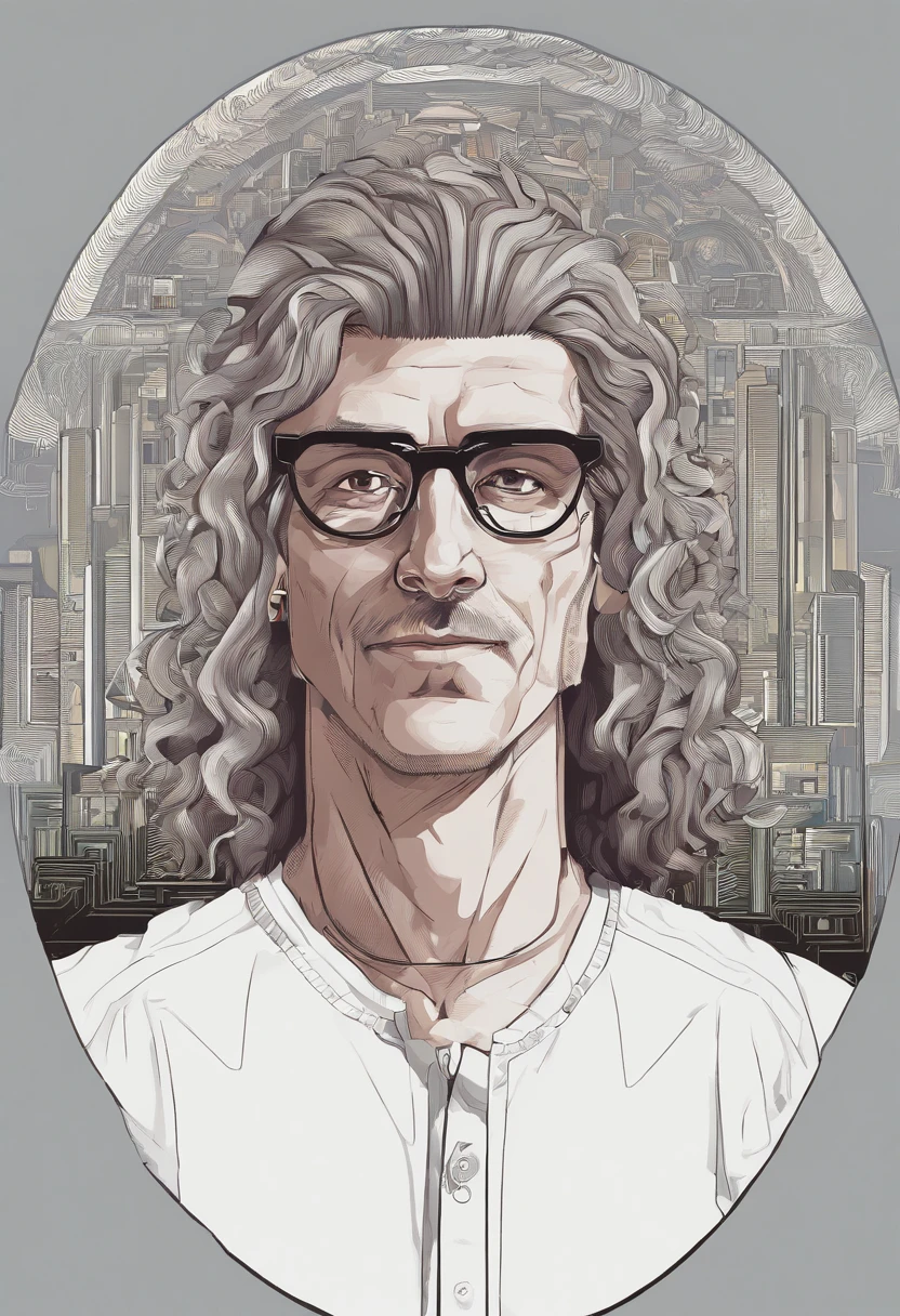 ((best quality)), ((master part)), ((desenhos animados realistas)), ((Personagem perfeito)) - Um retrato frontal meticulosamente detalhado e realista de um homem com cabelo raspado, glasses and a shirt with beautiful textures. O homem olha diretamente para o espectador, Establish a strong and confident presence. The image captures their distinctive facial features, accurately showing the brightness of your eyes and the design of your glasses. The black shirt is rendered with fine details, aumentando o profissionalismo do retrato. Enviado para documentos oficiais, this portrait is presented in impressive 8K UHD resolution, Ensure clarity and unique protection.