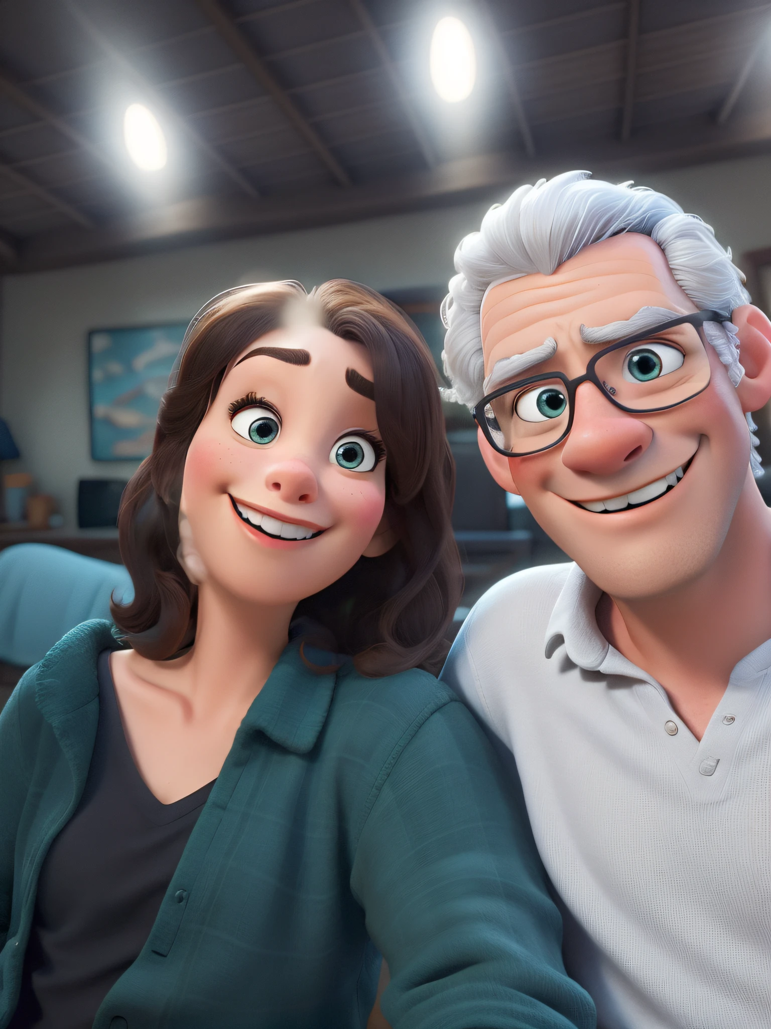 A couple in great quality and definition in the style of Disney pixar